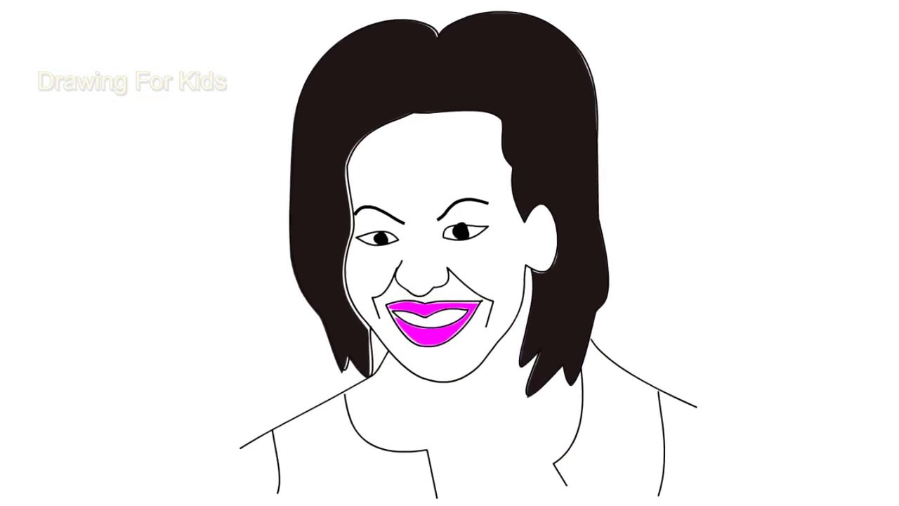 1280x720 Michelle Obama Draw Drawing On Step - Obama Drawing Easy