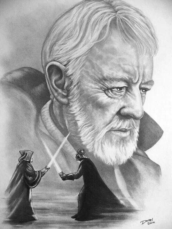 600x800 Alec Guinness As Obi Wan Kenobi In Star Wars Celebrity - Obi Wan Kenobi Drawing