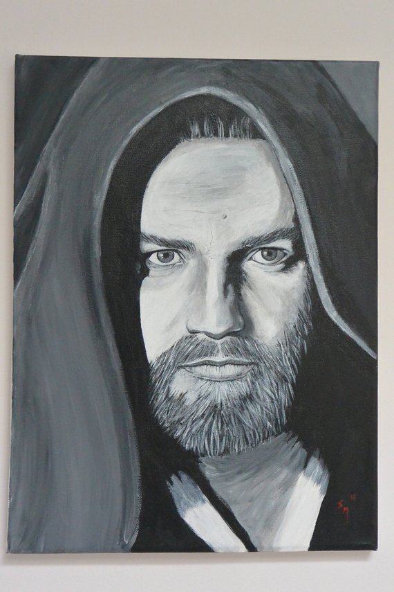 570x855 Star Wars Obi Wan Kenobi Ewan Mcgregor Portrait Etsy - Obi Wan Kenobi Drawing