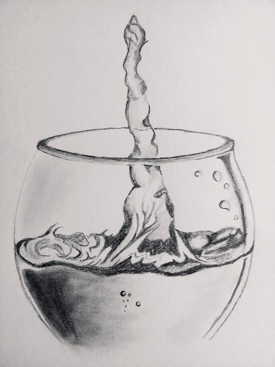 960x1280 pencil sketch of a glass of waterwine object drawing showing - Object Drawing