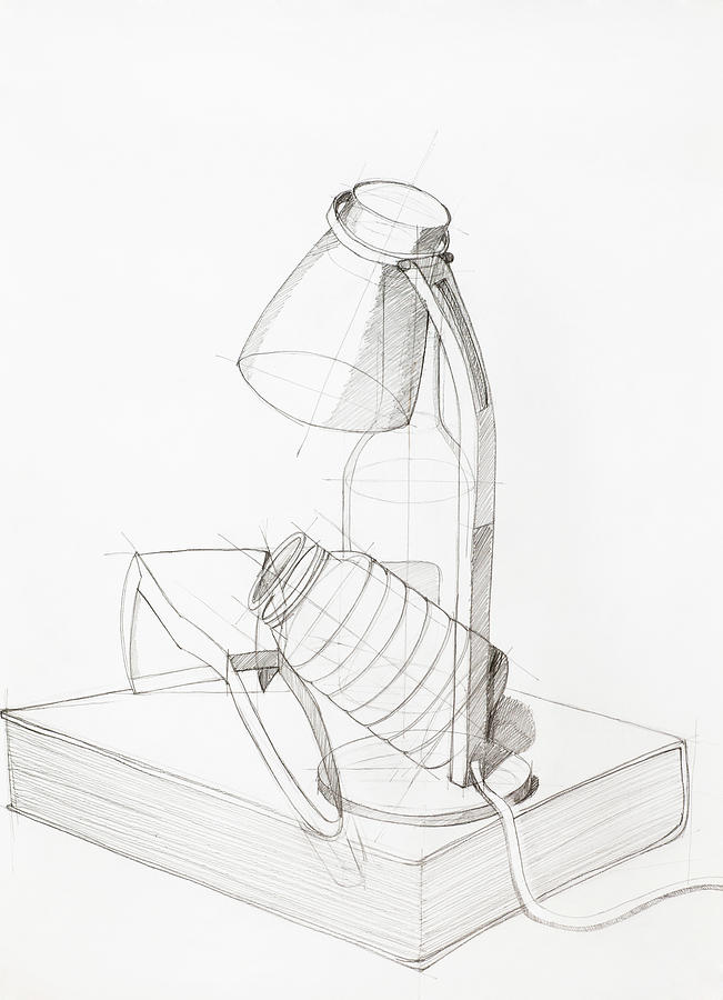 651x900 pencil sketch, composition with objects drawing - Objects Drawing