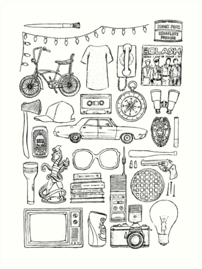 413x549 stranger things objects minimal illustration drawing art art - Objects Drawing