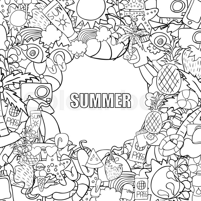 800x800 summer beach hand drawn vector symbols stock vector colourbox - Objects Drawing