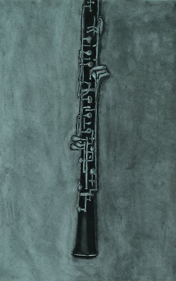 346x550 Oboe Charcoal Drawing Posters - Oboe Drawing