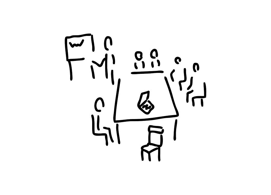 900x647 meeting with presentation occupation drawing - Occupation Drawing