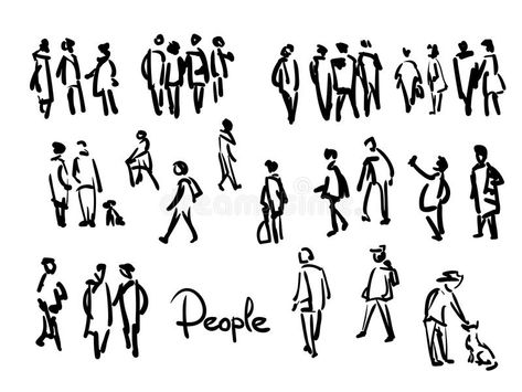 473x355 photo about casual people sketch outline hand drawing - Occupation Drawing
