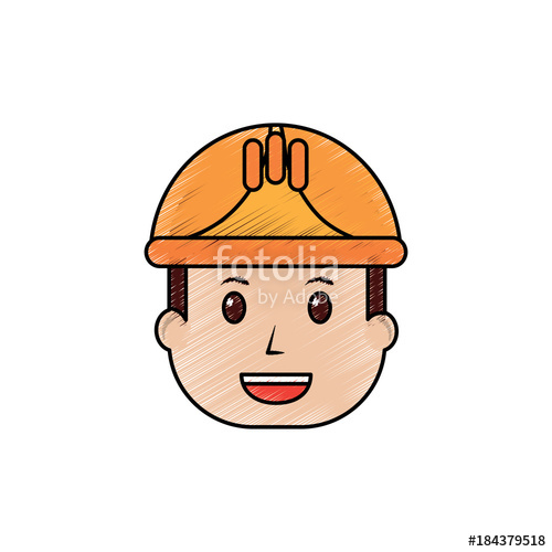 500x500 face man worker occupation with helmet protection vector - Occupation Drawing