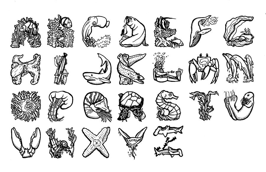 900x582 ocean alphabet drawing - Ocean Drawing