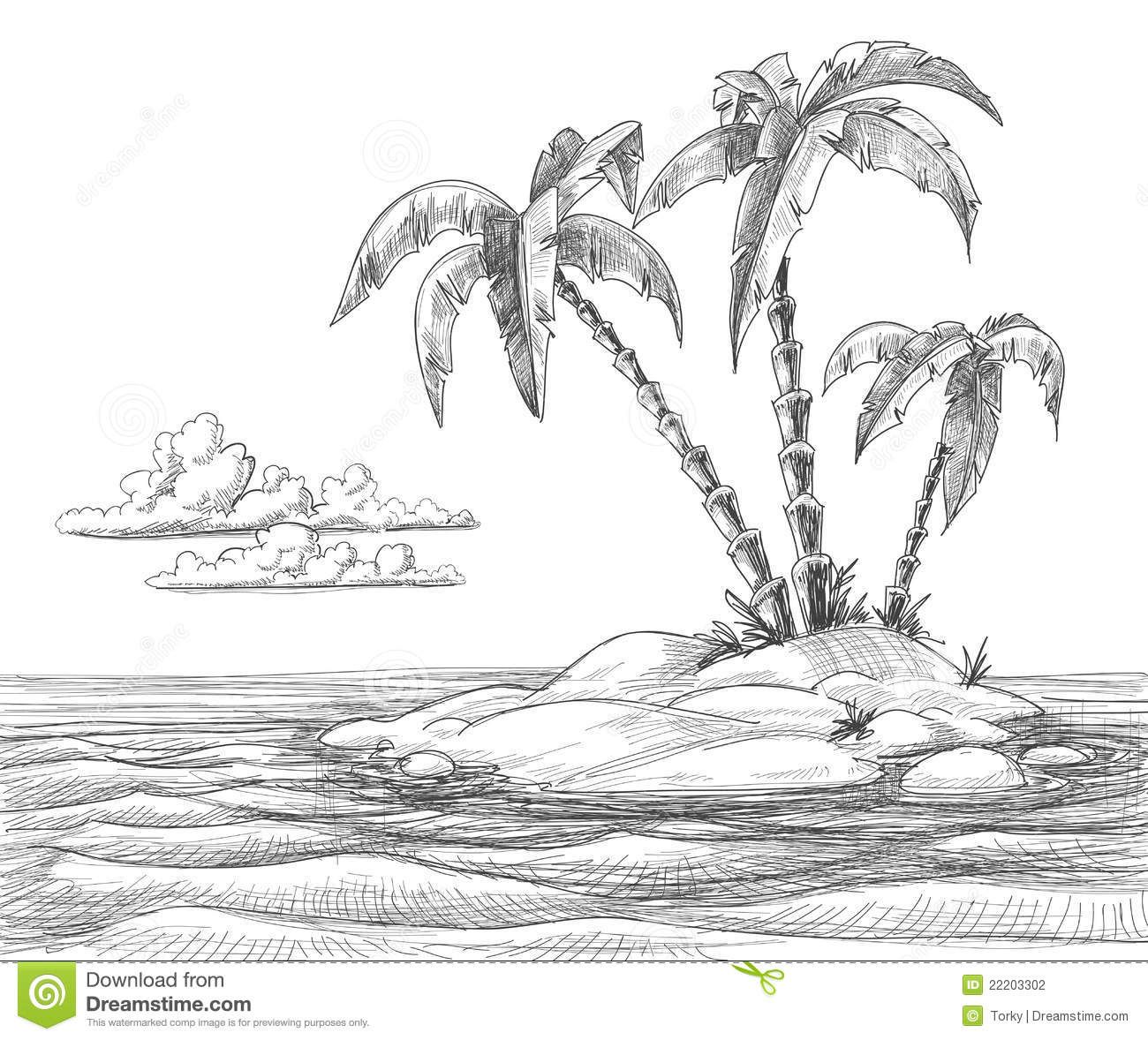 1300x1178 ocean landscape pencil drawings - Ocean Drawing