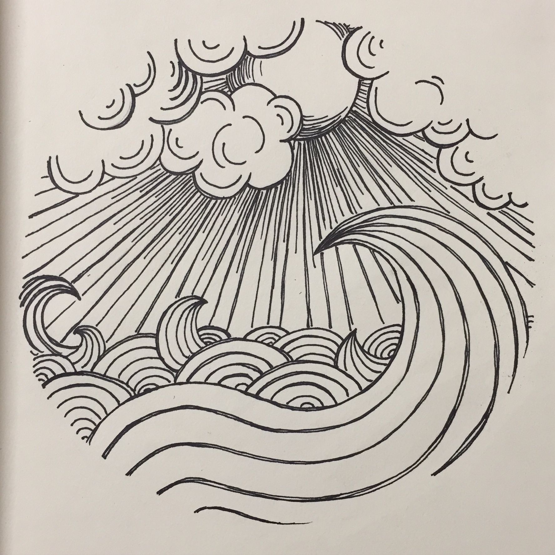 1774x1774 circle, ocean, sea, sky, clouds, sun tattoo oddities drawings - O...