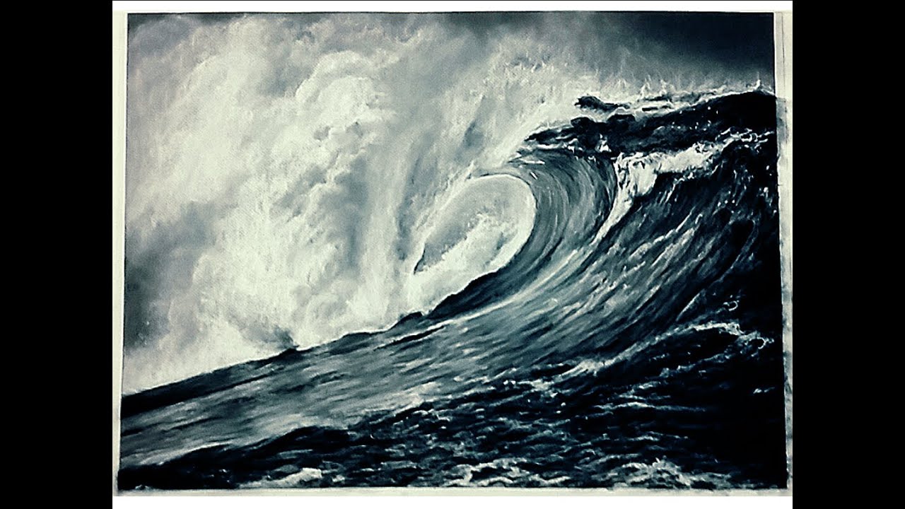 1280x720 charcoal drawing timelapse - Ocean Drawing