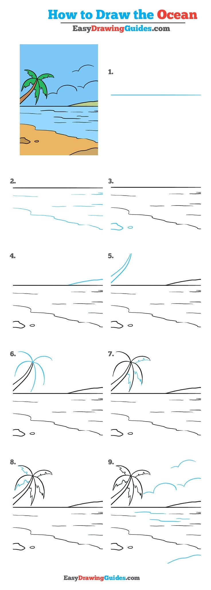 736x2052 How To Draw An Ocean - Ocean Drawing Easy