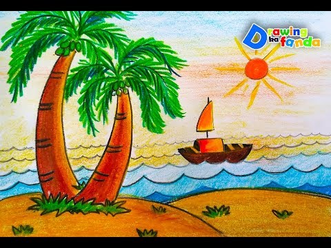 480x360 how to draw sea easily scenery for kidsvery easystep - Ocean Drawing For Kids