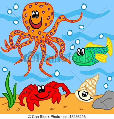 450x470 Ocean Life Clipart - Ocean Life Drawing