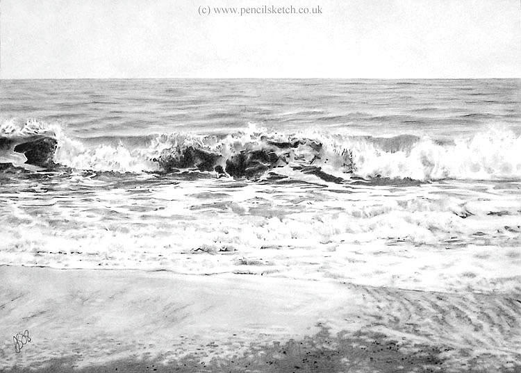 750x537 seascape in pencil drawing - Ocean Pencil Drawing