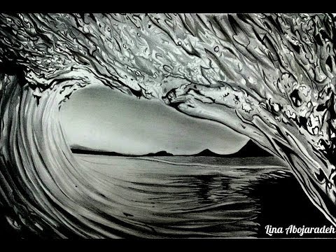 480x360 Cool Realistic Wave Pencil Drawing - Ocean Pencil Drawing