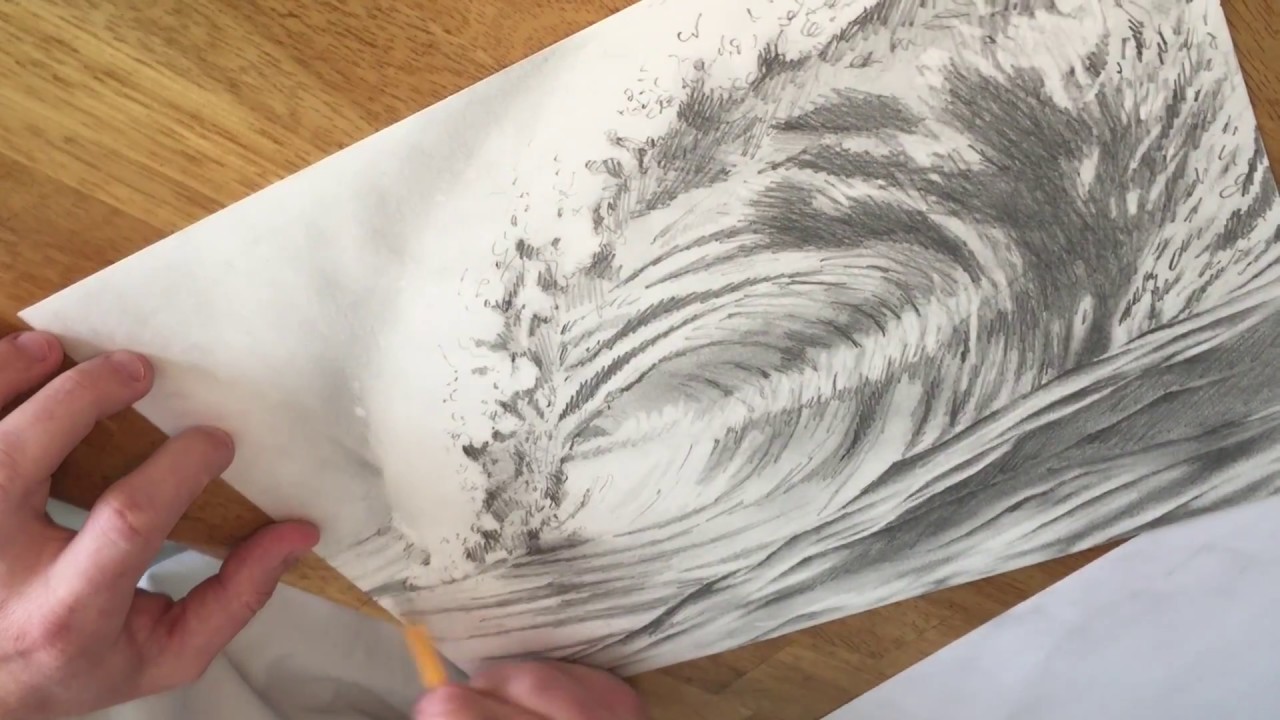 1280x720 greg lowman art breaking ocean wave pencil drawing - Ocean Pencil Drawing