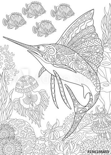 357x500 Coloring - Ocean Plants Drawing