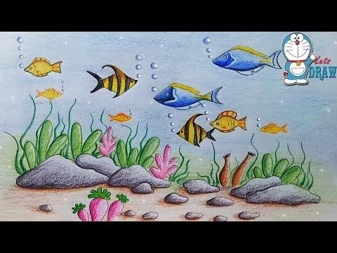 480x360 How To Draw A Barbie Mermaid - Ocean Scene Drawing