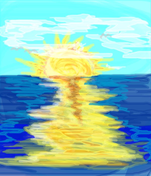 600x700 ocean sunset a landscape speedpaint drawing - Ocean Sunset Drawing