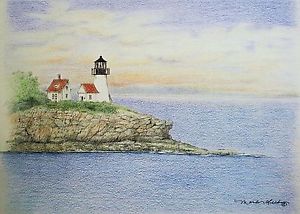 300x214 art drawing picture greeting card lighthouse coast ocean sunset - Ocean Sunset Drawing