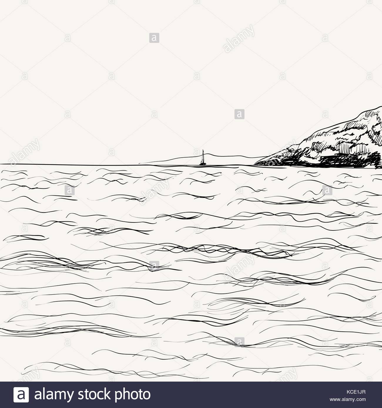 realistic ocean waves drawing