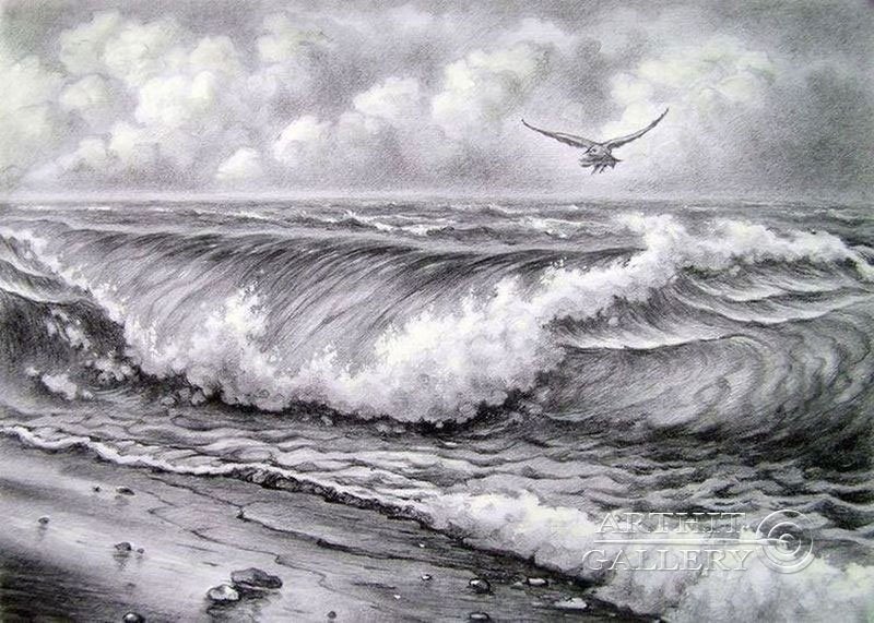 800x571 gallery drawing waves in pencil - Ocean Waves Drawing