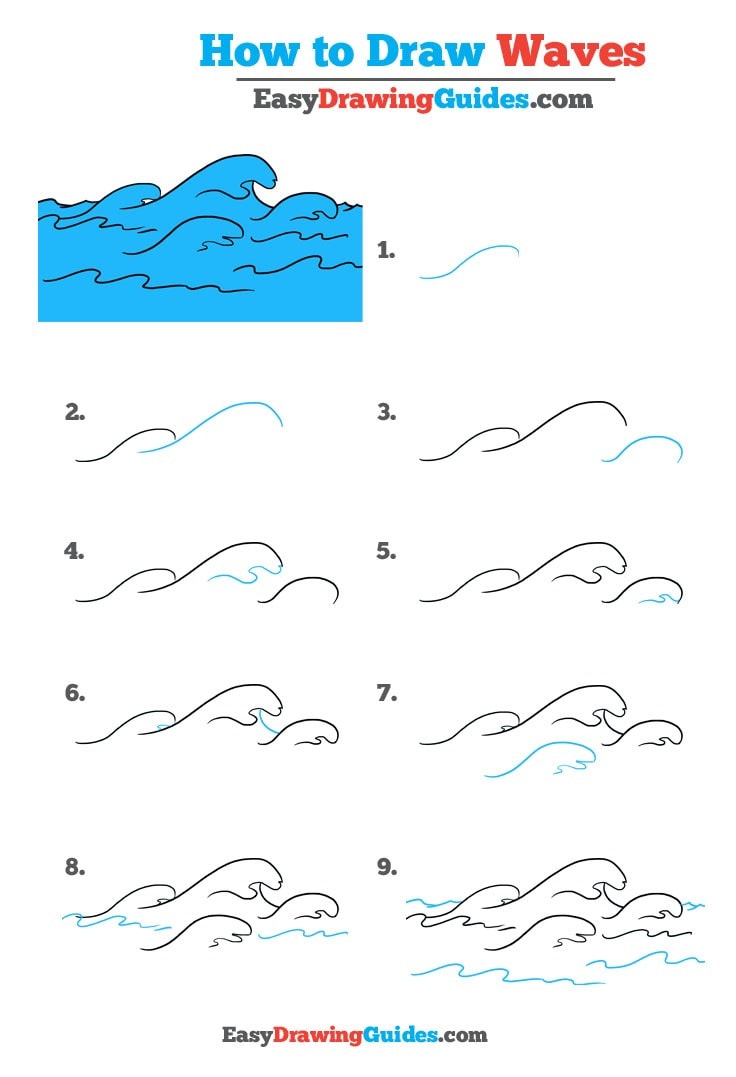 ocean waves drawing easy