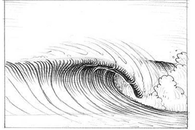 How To Draw Waves Simple, Step - Ocean Waves Drawing Simple. 