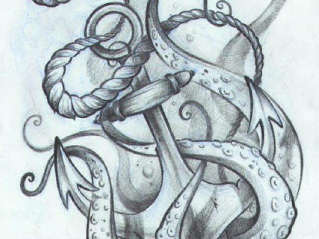 640x480 Drawn Octopus Anchor - Octopus And Anchor Drawing