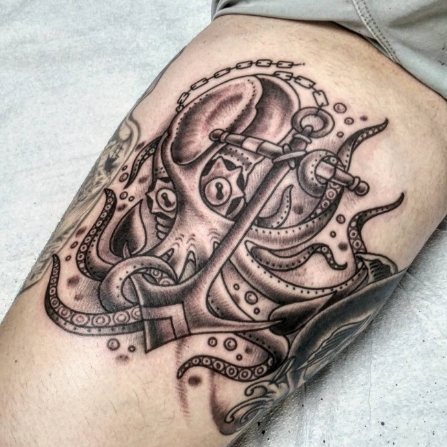 650x650 Best Marine Octopus Tattoos - Octopus And Anchor Drawing