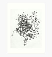 210x230 Octopus Anchor Drawing Art Prints Redbubble - Octopus And Anchor Drawing