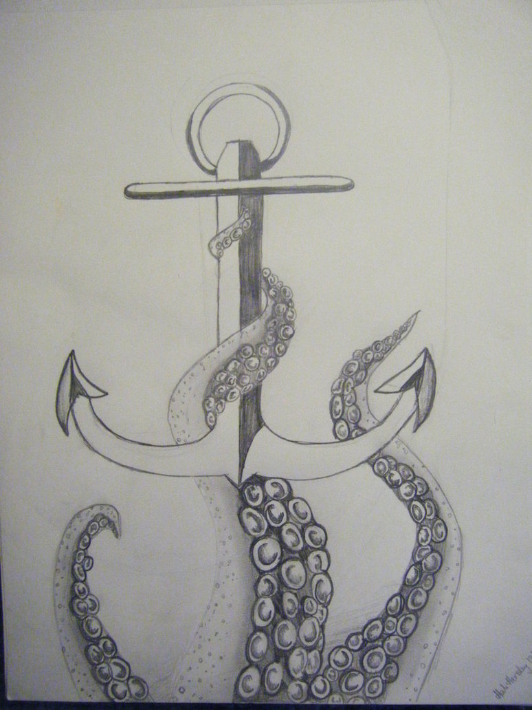774x1032 Octopus And Anchor Drawings - Octopus And Anchor Drawing