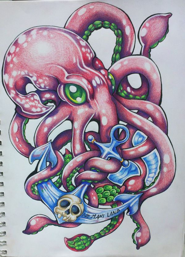 600x830 Squid And Anchor Tattoos Men Ideas And Designs - Octopus And Anchor Drawing