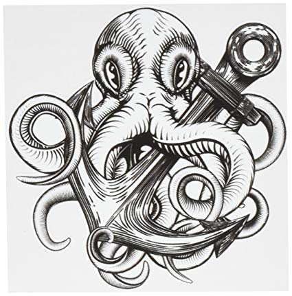 425x431 Divine Designs Pirate Octopus Squid Entangled - Octopus And Anchor Drawing