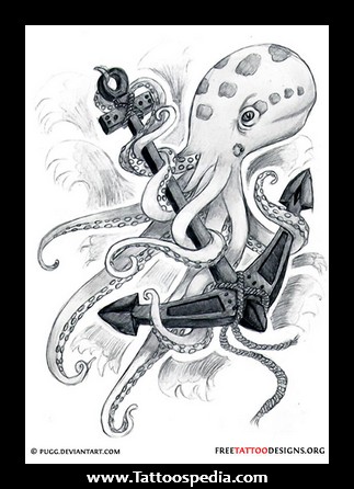 323x446 Anchor And Octopus Tattoo Meaning - Octopus And Anchor Drawing