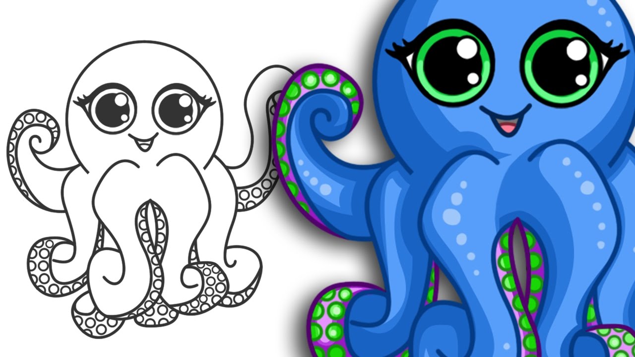 1280x720 How To Draw An Octopus Super Cute Easy Step - Octopus Cartoon Drawing