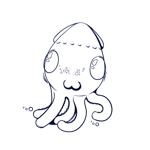 596x597 Learn How To Draw An Octopus - Octopus Cartoon Drawing