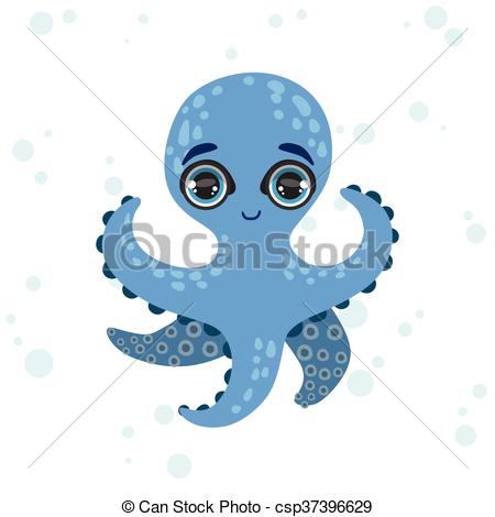 450x470 blue octopus drawing blue octopus bright color cartoon style - Octopus Drawing