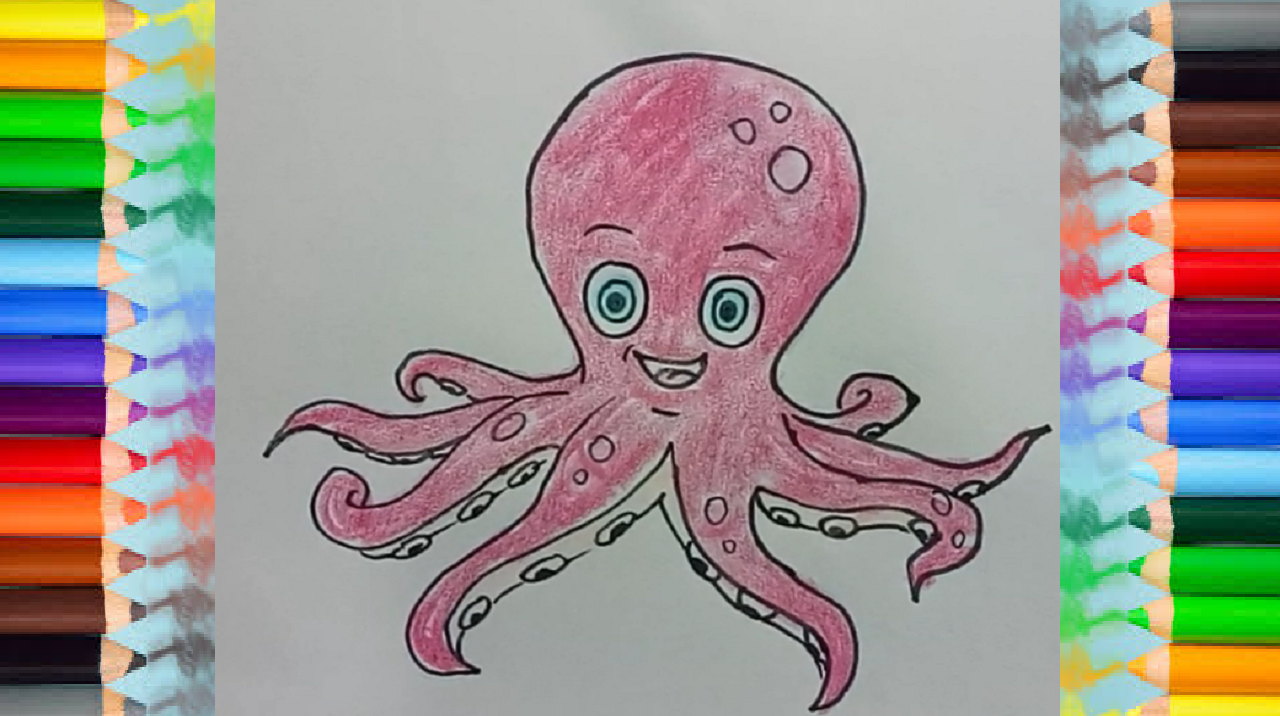 1280x716 How To Draw A Octopus Cute And Easy - Octopus Drawing Easy