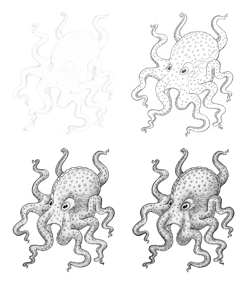 840x982 Octopus Drawing Easy Ink Tutorial The Eugenia Hauss - Octopus Drawing Easy