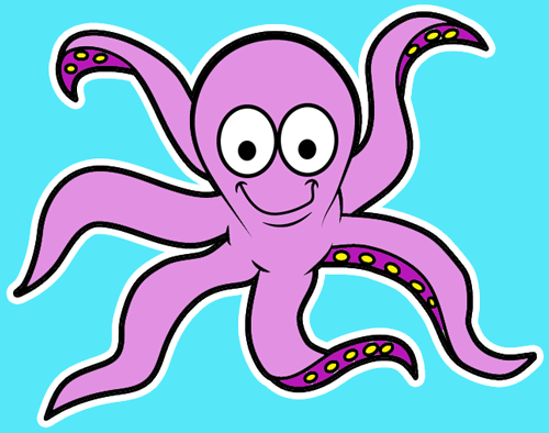 500x394 How To Draw A Cartoon Octopus With Easy Step - Octopus Drawing Pictures