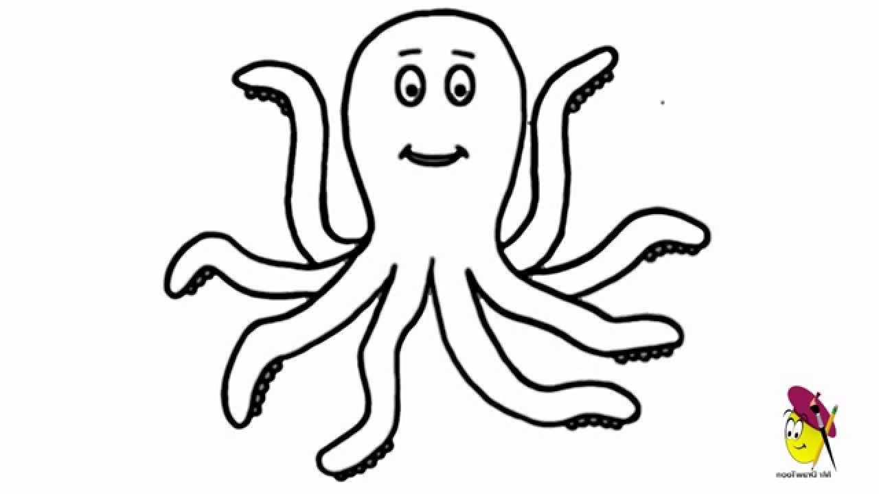 1280x720 Octopus Drawing Easy How To Draw Ocean Animals Happy Sea - Octopus Drawing Pictures