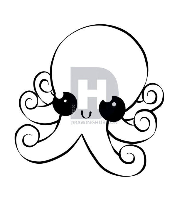 654x675 How To Draw A Chibi Octopus, Step - Octopus Drawing Pictures