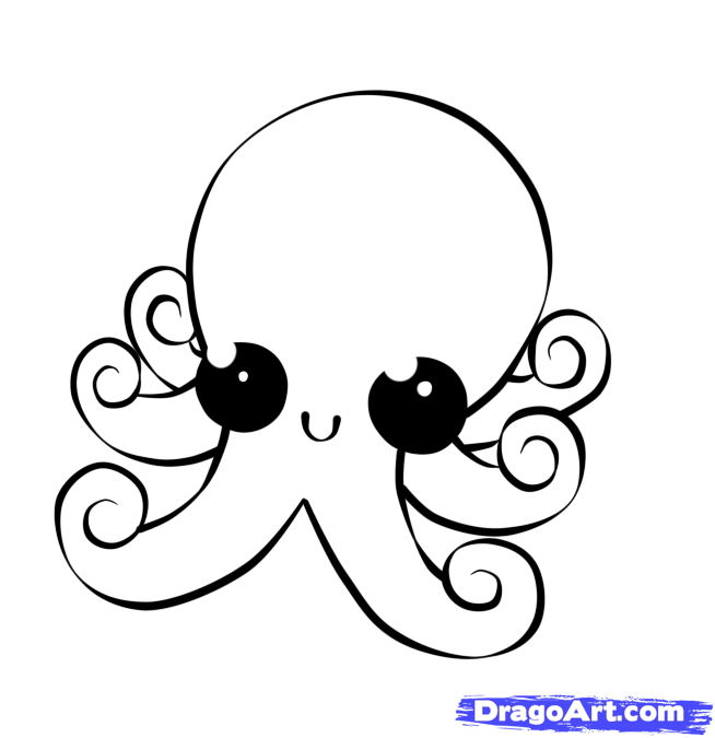 654x675 How To Draw A Chibi Octopus, Step - Octopus Drawing Step By Step
