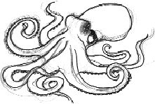 221x148 Octopus Outline Art Journal Sketch Book Art, Drawings - Octopus Outline Drawing