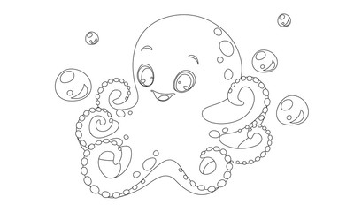 400x240 Search Photos Cute Octopus Vector - Octopus Outline Drawing
