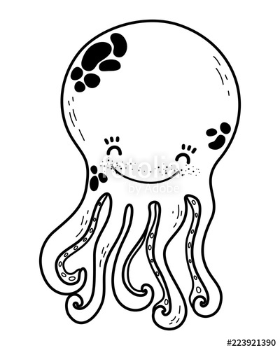 400x500 Outline Octopus Tropical Sea Cute Animal Stock Image And Royalty - Octopus Outline Drawing