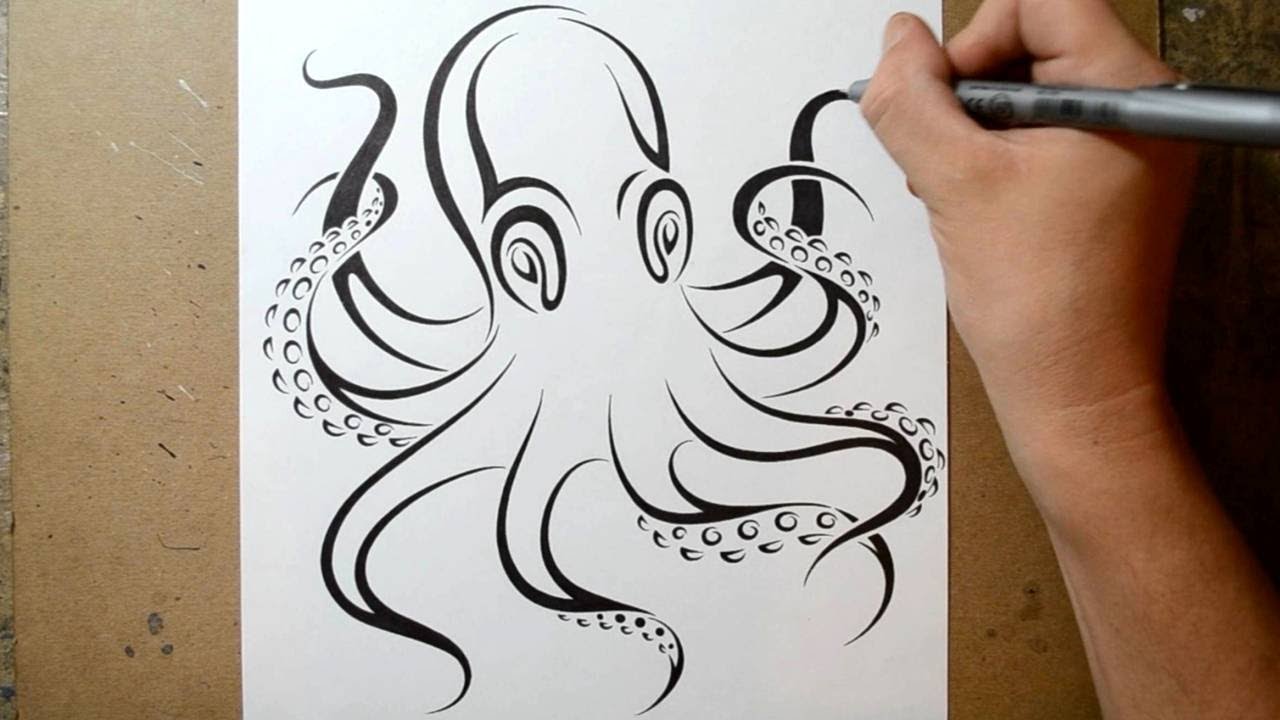 1280x720 How To Draw An Octopus - Octopus Tattoo Drawing