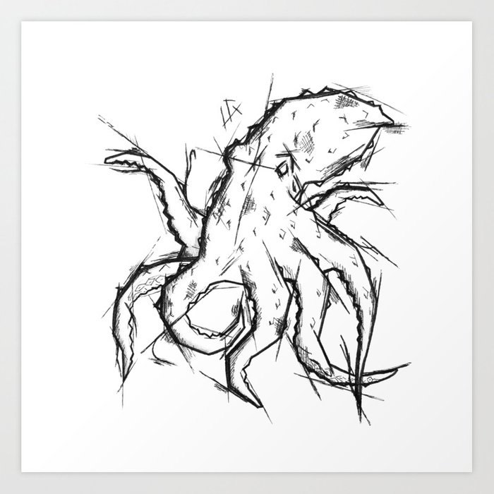 700x700 octopus handmade drawing, made in pencil, charcoal and ink, tattoo - Octopus Tattoo Drawing